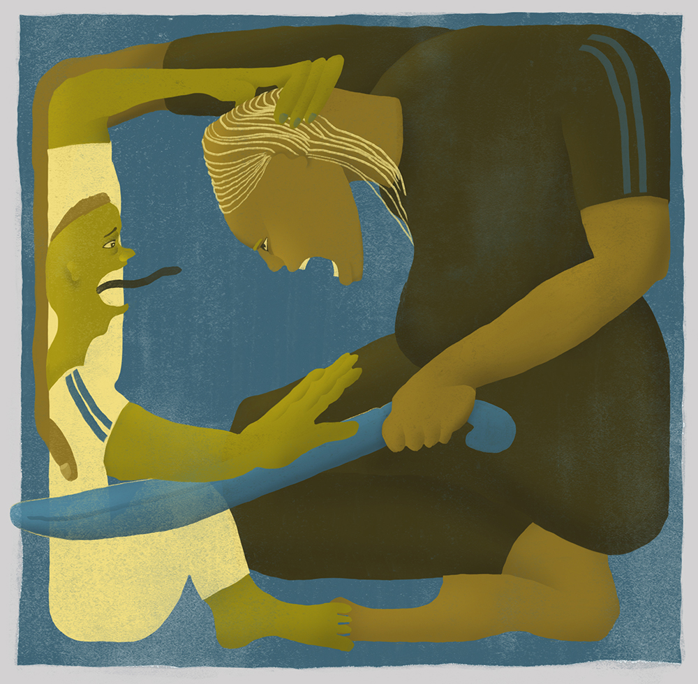 conflict in blue: digital drawing by Tatiana Zakharova-Goodman