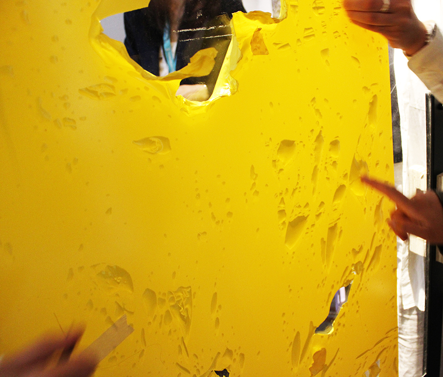 re:materia exhi’pit is a participatory artistic installation and exhibition space; Tatiana Zakharova-Goodman as an atelierista; part of waste pedagogies project; photo features close-up of traces and documentation