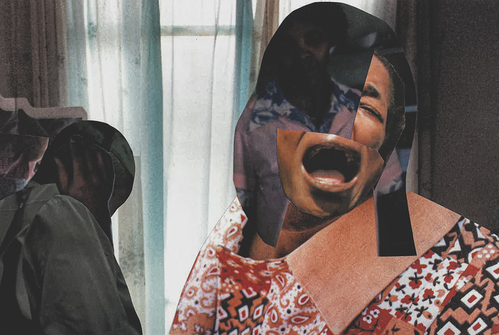 Collage from series "Loudly" by Tatiana Zakharova-Goodman; photograph of the analogue paper collage