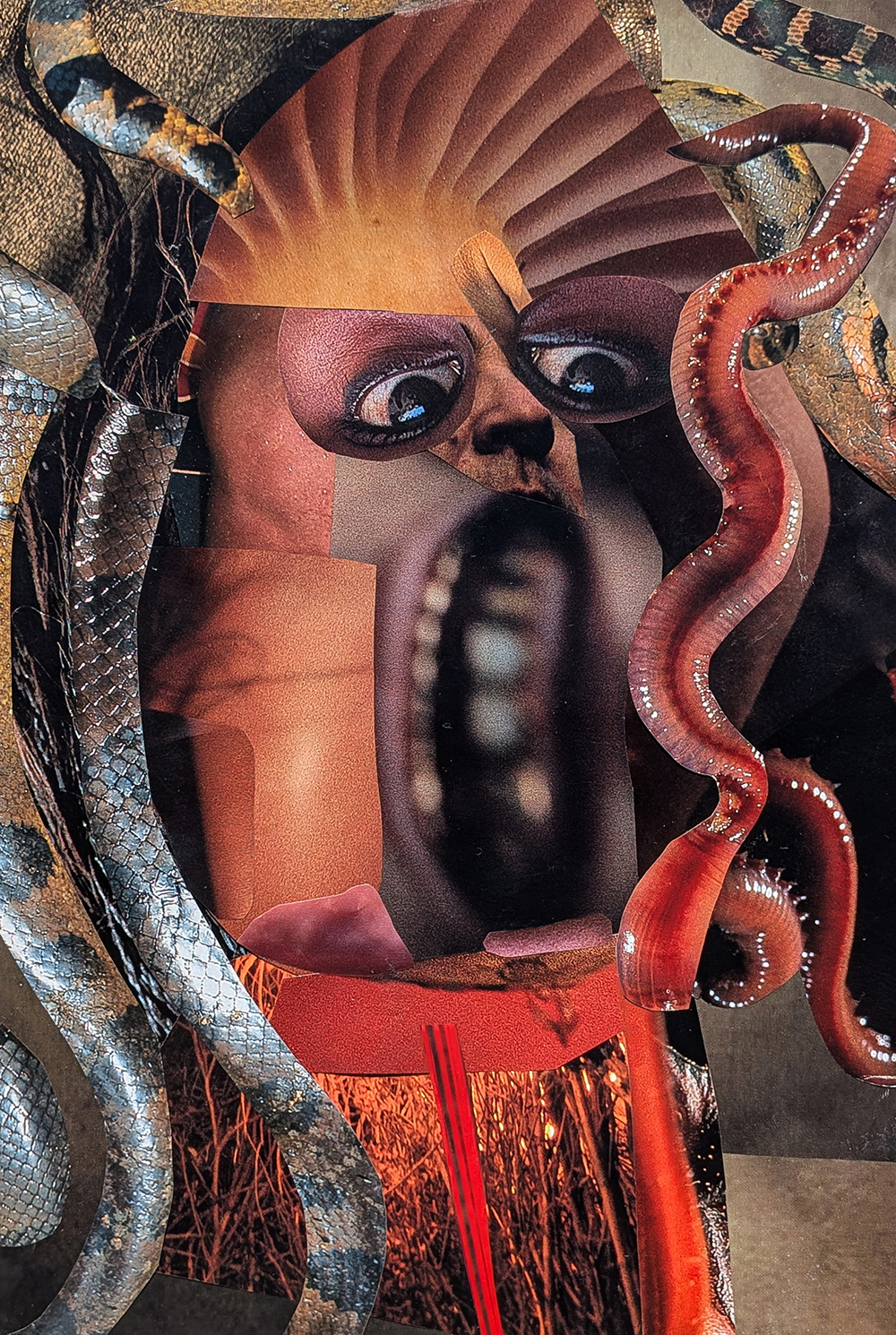 Collage from series "Loudly" by Tatiana Zakharova-Goodman; photograph of the analogue paper collage of Medusa
