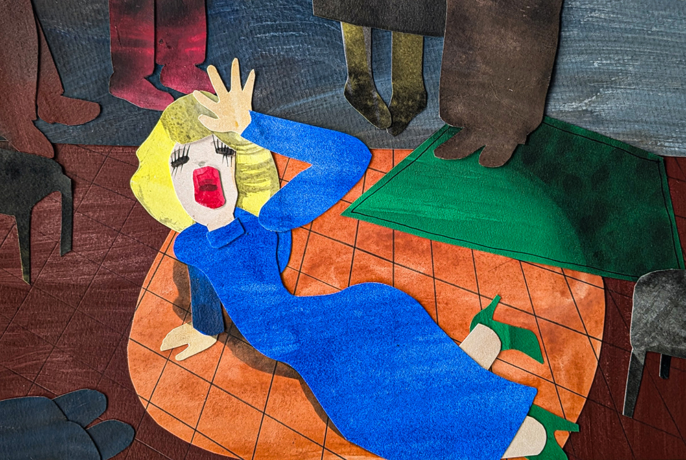 Collage from series "Loudly" by Tatiana Zakharova-Goodman; photograph of the analogue paper collage 
