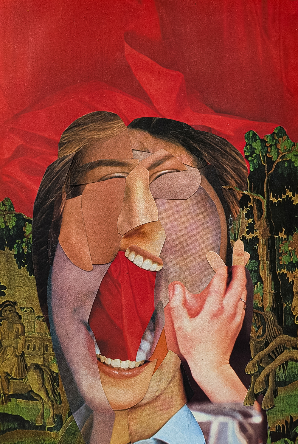 Collage from series "Loudly" by Tatiana Zakharova-Goodman; photograph of the analogue paper collage 
