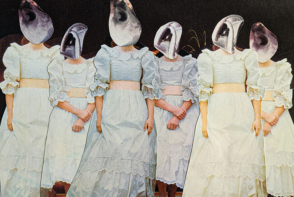 Collage from series "Loudly" by Tatiana Zakharova-Goodman; photograph of the analogue paper collage 
