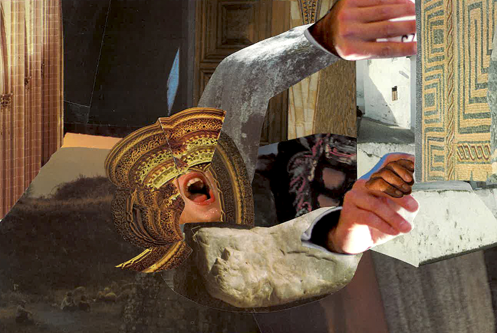 Collage from series "Loudly" by Tatiana Zakharova-Goodman; photograph of the analogue paper collage