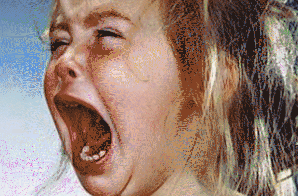 a gif of images from popular media featuring women screaming, yelling, shouting and otherwise being loud