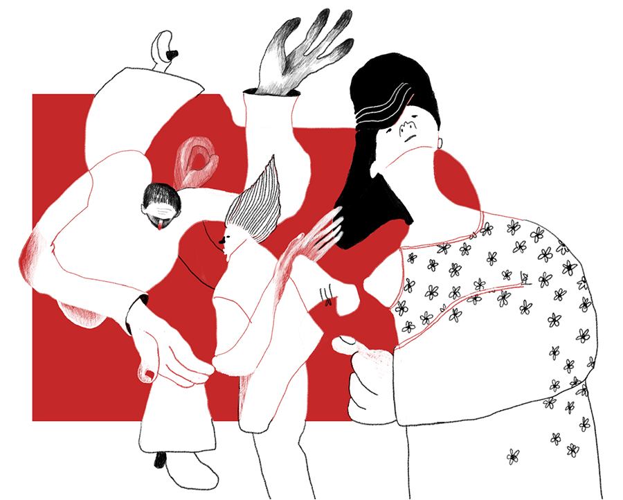 red doodle, "everybody dance now", digital drawing (Photoshop), 2026, by Tatiana Zakharova-Goodman