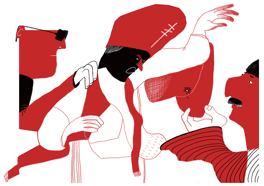red doodle, "meeting the pope" digital drawing (Photoshop), 2026, by Tatiana Zakharova-Goodman